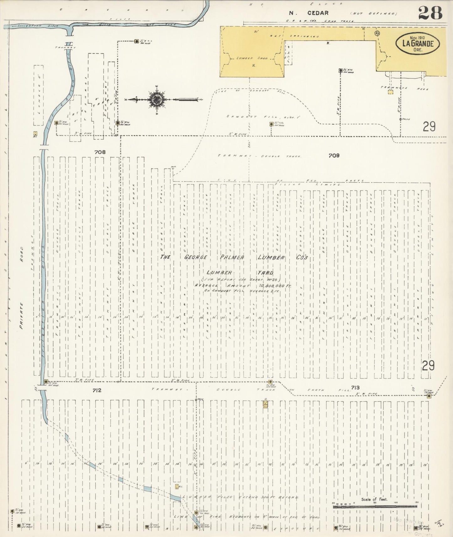 Sanborn Fire Insurance Map from La Grande, Union County, Oregon (1910), Sheet #0028 - Complete Map Set gallery image, historic Sanborn map, vintage wall art, Oregon Oregon