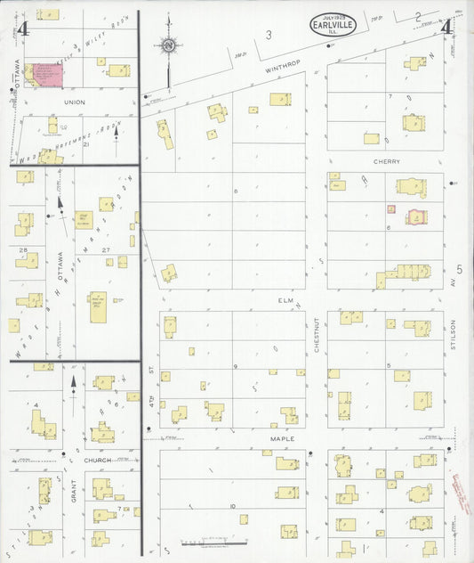 Sanborn Fire Insurance Map from Earlville, La Salle County, Illinois (1929), Sheet #0004 - Historic Sanborn Fire Insurance Map Print, vintage old map wall art, antique decor, genealogy gift, Illinois Illinois map