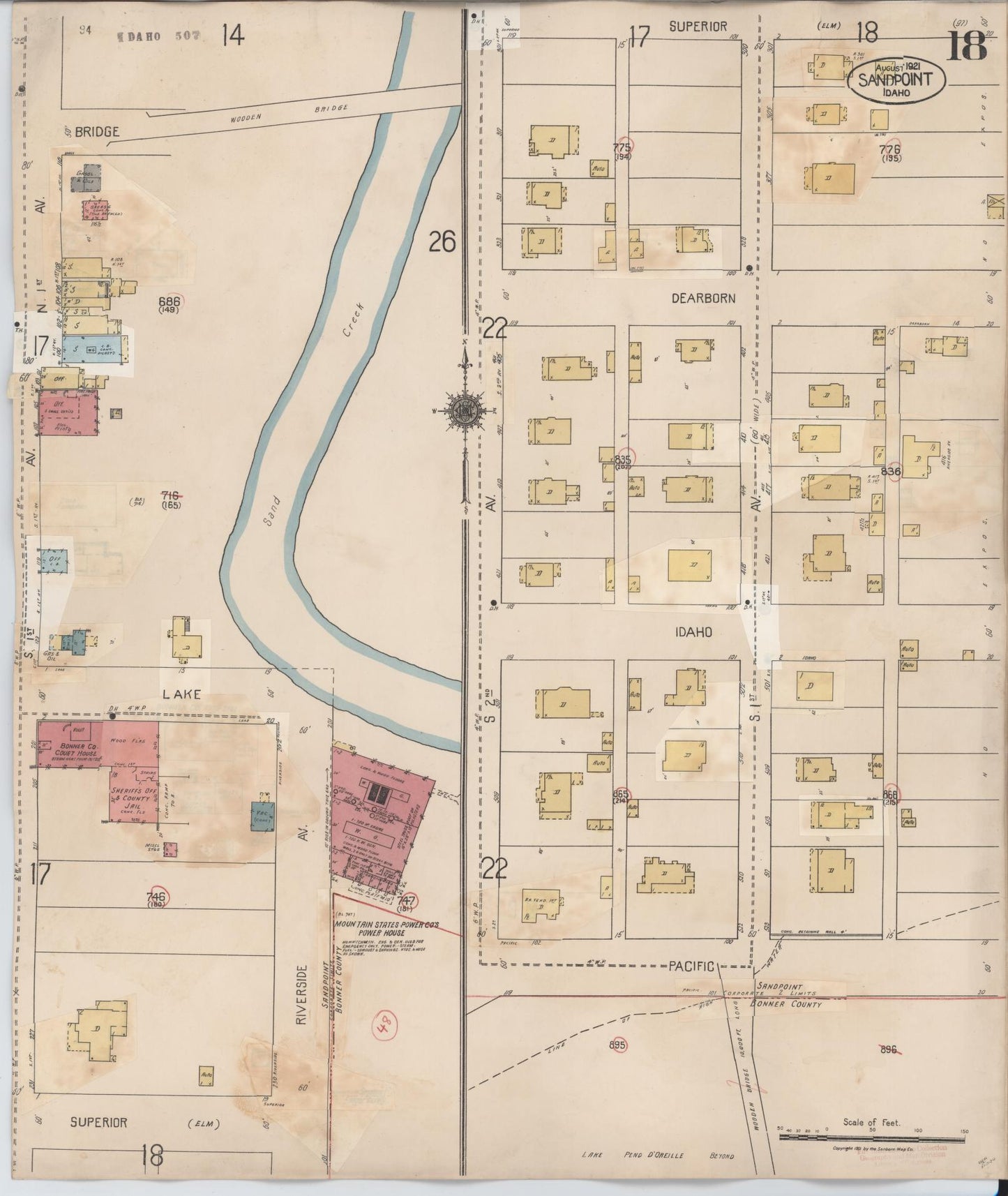 Sanborn Fire Insurance Map from Sandpoint, Bonner County, Idaho (1948), Sheet #0018 - Complete Map Set gallery image, historic Sanborn map, vintage wall art, Idaho Idaho