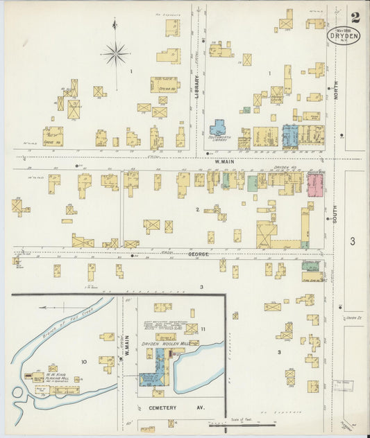 Sanborn Fire Insurance Map from Dryden, Tompkins County, New York (1904), Sheet #0002 - Historic Sanborn Fire Insurance Map Print, vintage old map wall art, antique decor, genealogy gift, New York New York map