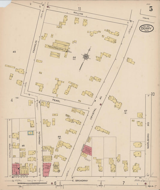 Sanborn Fire Insurance Map from Derry, Rockingham County, New Hampshire (1921), Sheet #0005 - Historic Sanborn Fire Insurance Map Print, vintage old map wall art, antique decor, genealogy gift, New Hampshire New Hampshire map