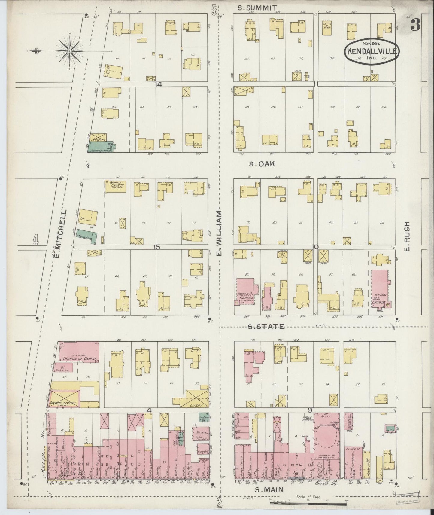 Sanborn Fire Insurance Map from Kendallville, Noble County, Indiana (1892), Sheet #0003 - Complete Map Set gallery image, historic Sanborn map, vintage wall art, Indiana Indiana