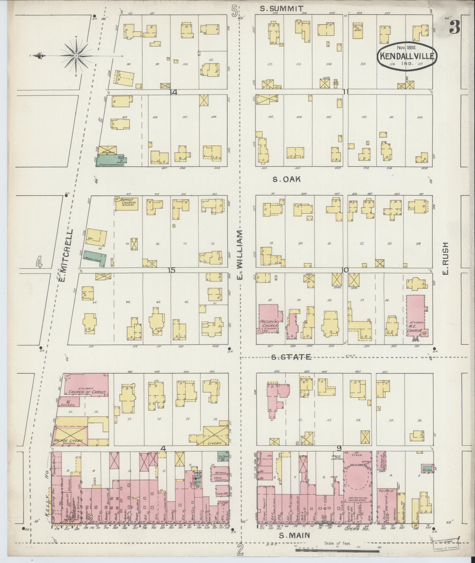 Sanborn Fire Insurance Map from Kendallville, Noble County, Indiana (1892), Sheet #0003 - Complete Map Set gallery image, historic Sanborn map, vintage wall art, Indiana Indiana