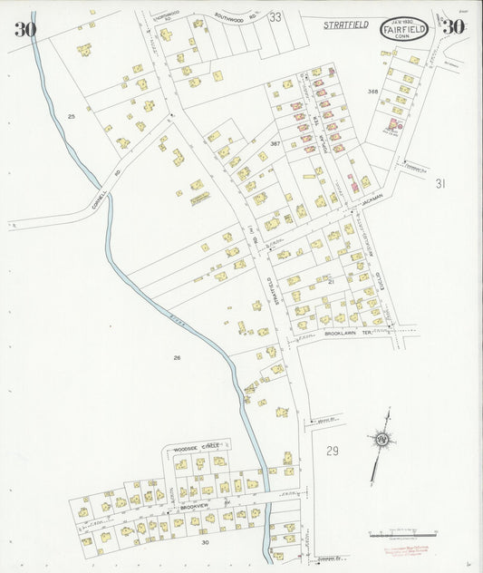Sanborn Fire Insurance Map from Fairfield, Fairfield County, Connecticut (1930), Sheet #0030 - Historic Sanborn Fire Insurance Map Print, vintage old map wall art, antique decor, genealogy gift, Connecticut Connecticut map