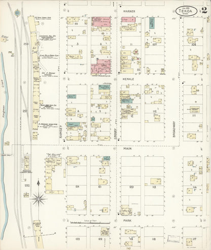 Sanborn Fire Insurance Map from Tekoa, Whitman County, Washington (1899), Sheet #0002 - Complete Map Set gallery image, historic Sanborn map, vintage wall art, Washington Washington