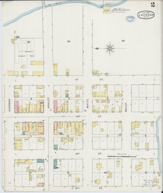 Sanborn Fire Insurance Map from Jackson, Jackson County, Minnesota (1894), Sheet #0002 - Historic Sanborn Fire Insurance Map Print, vintage old map wall art, antique decor, genealogy gift, Minnesota Minnesota map