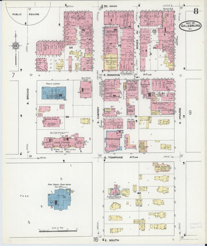 Sanborn Fire Insurance Map from Galesburg, Knox County, Illinois (1911), Sheet #0008 - Complete Map Set gallery image, historic Sanborn map, vintage wall art, Illinois Illinois