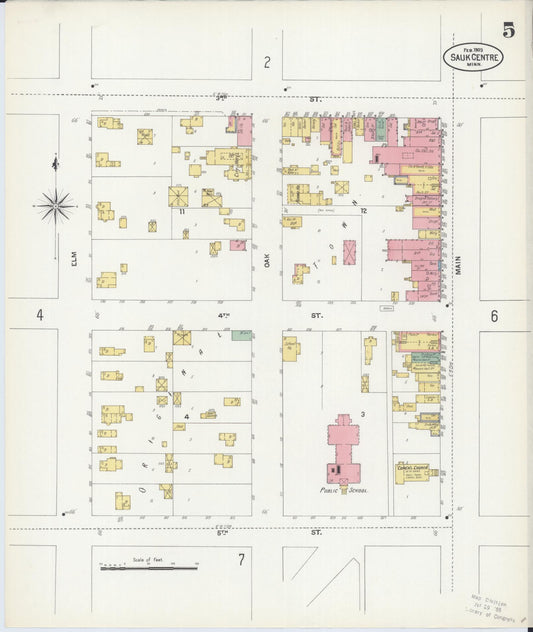 Sanborn Fire Insurance Map from Sauk Centre, Stearns County, Minnesota (1903), Sheet #0005 - Historic Sanborn Fire Insurance Map Print, vintage old map wall art, antique decor, genealogy gift, Minnesota Minnesota map