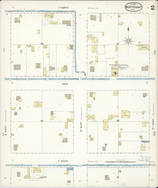 Sanborn Fire Insurance Map from Mount Pleasant, Sanpete County, Utah (1896), Sheet #0002 - Historic Sanborn Fire Insurance Map Print, vintage old map wall art, antique decor, genealogy gift, Utah Utah map