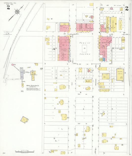 Sanborn Fire Insurance Map from Carrollton, Dallas County, Texas (1935), Sheet #0002 - Historic Sanborn Fire Insurance Map Print, vintage old map wall art, antique decor, genealogy gift, Texas Texas map