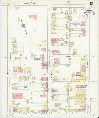 Sanborn Fire Insurance Map from Winchester, Independent Cities, Virginia (1912), Sheet #0013 - Complete Map Set gallery image, historic Sanborn map, vintage wall art, Virginia Virginia