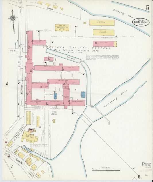 Sanborn Fire Insurance Map from Southbridge, Worcester County, Massachusetts (1911), Sheet #0005 - Historic Sanborn Fire Insurance Map Print, vintage old map wall art, antique decor, genealogy gift, Massachusetts Massachusetts map