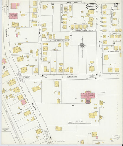 Sanborn Fire Insurance Map from Marietta, Cobb County, Georgia (1911), Sheet #0017 - Complete Map Set gallery image, historic Sanborn map, vintage wall art, Georgia Georgia