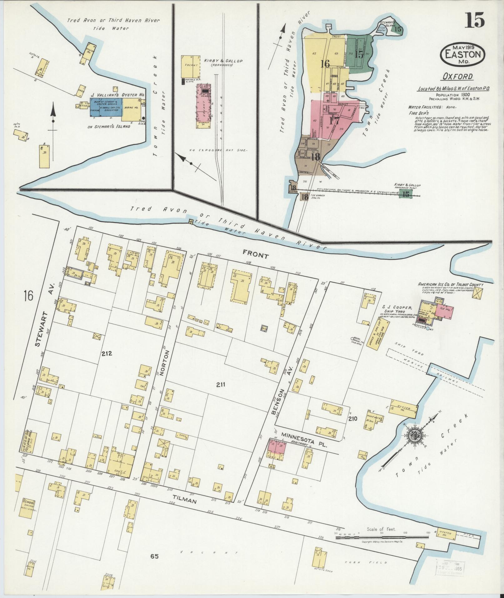 Talbot, Maryland - 1919 - Sanborn Fire Insurance Map, Sheet #0015 - Historic Sanborn Fire Insurance Map Print, Talbot Maryland 1919 0015 vintage old map wall art