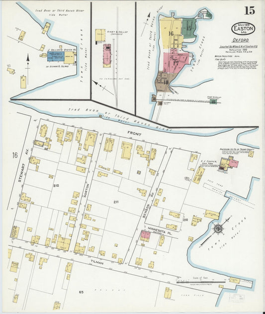 Talbot, Maryland - 1919 - Sanborn Fire Insurance Map, Sheet #0015 - Historic Sanborn Fire Insurance Map Print, Talbot Maryland 1919 0015 vintage old map wall art