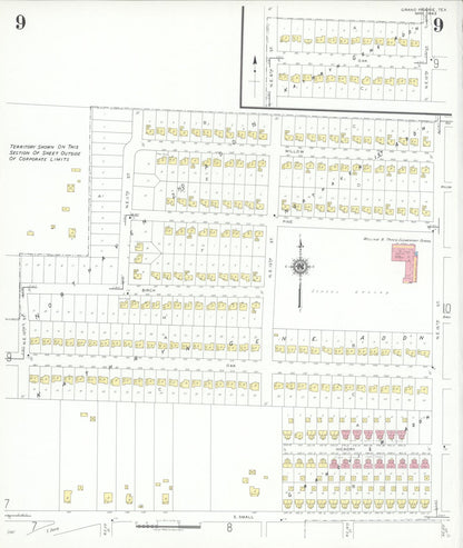 Sanborn Fire Insurance Map from Grand Prairie, Dallas County, Texas (1943), Sheet #0009 - Complete Map Set gallery image, historic Sanborn map, vintage wall art, Texas Texas