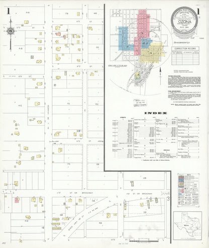 Sanborn Fire Insurance Map from Ozona, Crockett County, Texas (1941), Sheet #0001 - Historic Sanborn Fire Insurance Map Print, vintage old map wall art, antique decor, genealogy gift, Texas Texas map