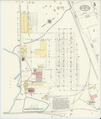 Sanborn Fire Insurance Map from Groveton, Trinity County, Texas (1912), Sheet #0005 - Complete Map Set gallery image, historic Sanborn map, vintage wall art, Texas Texas