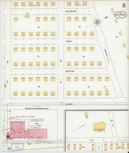 Sanborn Fire Insurance Map from West Point, Troup County, Georgia (1900), Sheet #0005 - Complete Map Set gallery image, historic Sanborn map, vintage wall art, Georgia Georgia