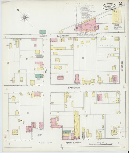 Sanborn Fire Insurance Map from Franklin, Williamson County, Tennessee (1893), Sheet #0002 - Complete Map Set gallery image, historic Sanborn map, vintage wall art, Tennessee Tennessee