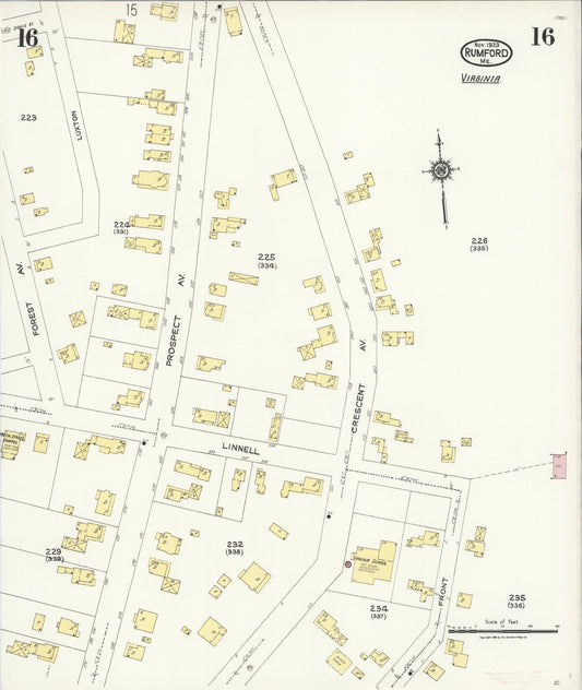 Sanborn Fire Insurance Map from Rumford, Oxford County, Maine (1923), Sheet #0016 - Historic Sanborn Fire Insurance Map Print, vintage old map wall art, antique decor, genealogy gift, Maine Maine map