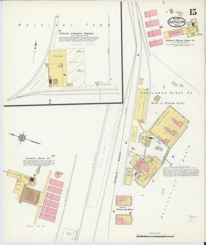 Sanborn Fire Insurance Map from Sapulpa, Creek County, Oklahoma (1915), Sheet #0015 - Complete Map Set gallery image, historic Sanborn map, vintage wall art, Oklahoma Oklahoma
