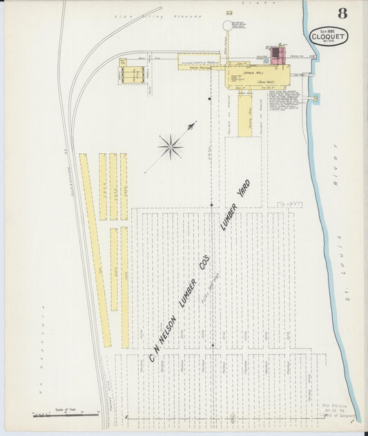 Sanborn Fire Insurance Map from Cloquet, Carlton County, Minnesota (1892), Sheet #0008 - Historic Sanborn Fire Insurance Map Print, vintage old map wall art, antique decor, genealogy gift, Minnesota Minnesota map