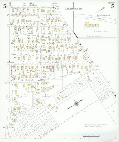 Sanborn Fire Insurance Map from Morton, Tazewell County, Illinois (1940), Sheet #0005 - Historic Sanborn Fire Insurance Map Print, vintage old map wall art, antique decor, genealogy gift, Illinois Illinois map