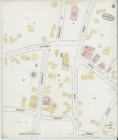 Sanborn Fire Insurance Map from Gardner, Worcester County, Massachusetts (1889), Sheet #0003 - Complete Map Set gallery image, historic Sanborn map, vintage wall art, Massachusetts Massachusetts