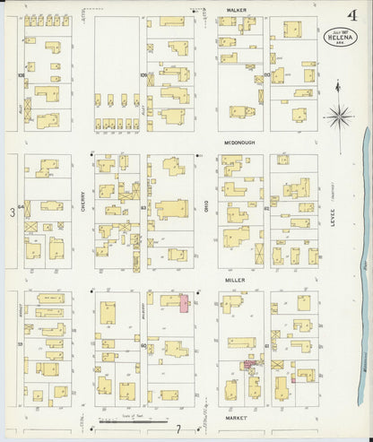 Sanborn Fire Insurance Map from Helena, Phillips County, Arkansas (1907), Sheet #0004 - Complete Map Set gallery image, historic Sanborn map, vintage wall art, Arkansas Arkansas