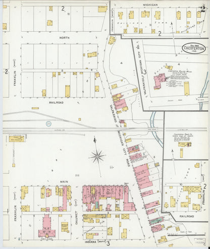 Sanborn Fire Insurance Map from Chesterton, Porter County, Indiana (1905), Sheet #0002 - Complete Map Set gallery image, historic Sanborn map, vintage wall art, Indiana Indiana