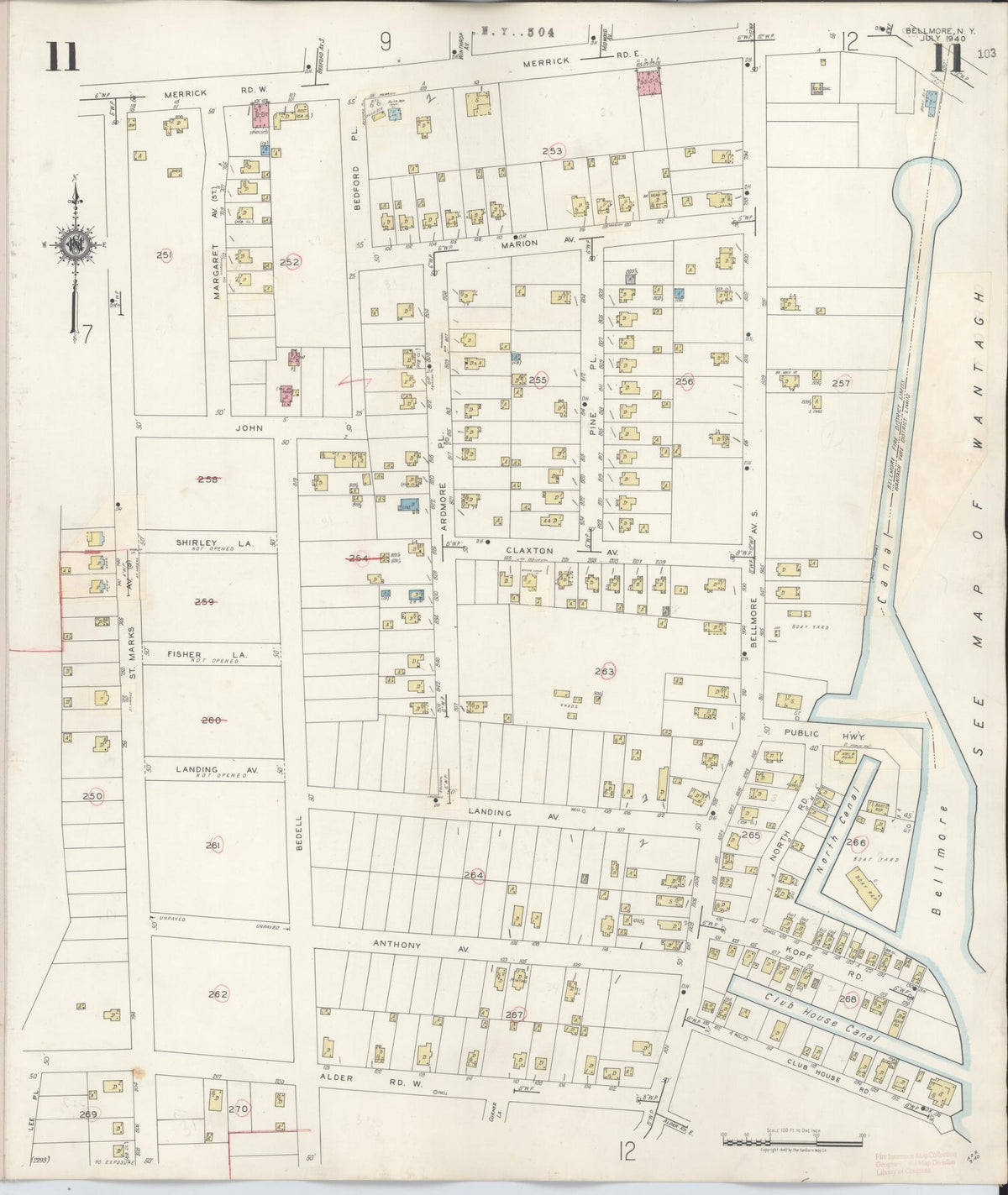 Sanborn Fire Insurance Map from Bellmore, Nassau County, New York (1945), Sheet #0011 - Complete Map Set gallery image, historic Sanborn map, vintage wall art, New York New York