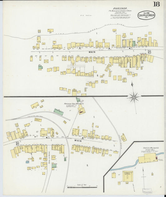 Sanborn Fire Insurance Map from Cripple Creek, Teller County, Colorado (1896), Sheet #0018 - Historic Sanborn Fire Insurance Map Print, vintage old map wall art, antique decor, genealogy gift, Colorado Colorado map