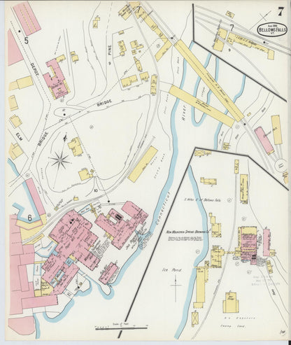 Sanborn Fire Insurance Map from Bellows Falls, Windham County, Vermont (1896), Sheet #0007 - Complete Map Set gallery image, historic Sanborn map, vintage wall art, Vermont Vermont