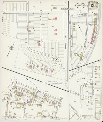 Sanborn Fire Insurance Map from Duquesne, Allegheny County, Pennsylvania (1917), Sheet #0013 - Complete Map Set gallery image, historic Sanborn map, vintage wall art, Pennsylvania Pennsylvania
