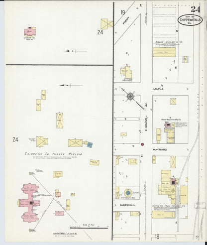Sanborn Fire Insurance Map from Chippewa Falls, Chippewa County, Wisconsin (1910), Sheet #0024 - Complete Map Set gallery image, historic Sanborn map, vintage wall art, Wisconsin Wisconsin