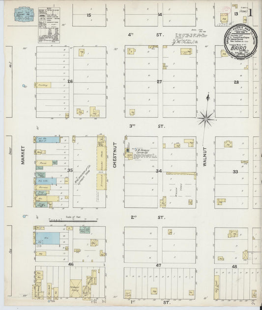 Sanborn Fire Insurance Map from Baird, Callahan County, Texas (1891), Sheet #0001 - Historic Sanborn Fire Insurance Map Print, vintage old map wall art, antique decor, genealogy gift, Texas Texas map