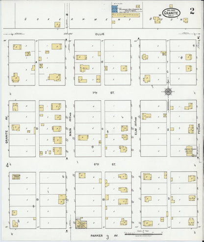 Sanborn Fire Insurance Map from Granite, Greer County, Oklahoma (1920), Sheet #0002 - Complete Map Set gallery image, historic Sanborn map, vintage wall art, Oklahoma Oklahoma
