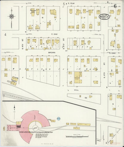 Sanborn Fire Insurance Map from Waseca, Waseca County, Minnesota (1919), Sheet #0006 - Historic Sanborn Fire Insurance Map Print, vintage old map wall art, antique decor, genealogy gift, Minnesota Minnesota map