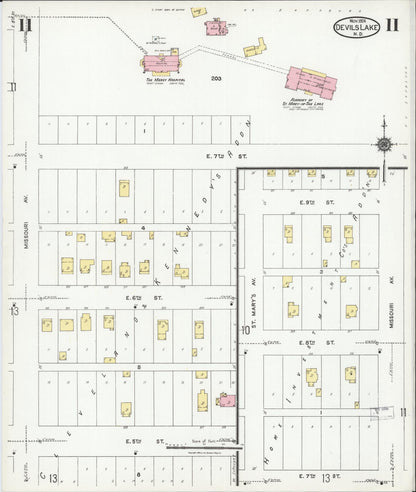 Sanborn Fire Insurance Map from Devils Lake, Ramsey County, North Dakota (1924), Sheet #0011 - Complete Map Set gallery image, historic Sanborn map, vintage wall art, North Dakota North Dakota