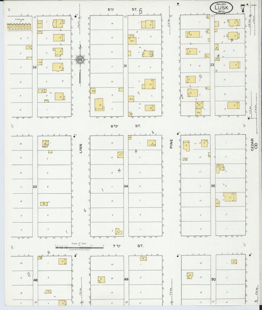 Sanborn Fire Insurance Map from Lusk, Niobrara County, Wyoming (1919), Sheet #0007 - Historic Sanborn Fire Insurance Map Print, vintage old map wall art, antique decor, genealogy gift, Wyoming Wyoming map