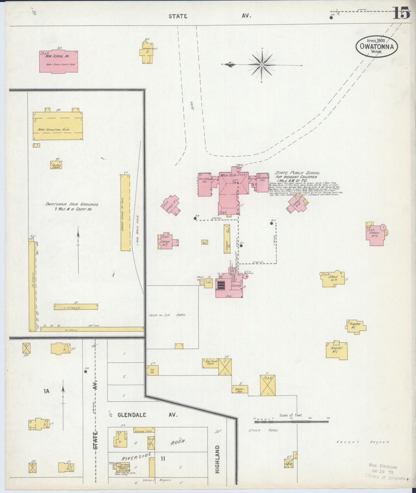Sanborn Fire Insurance Map from Owatonna, Steele County, Minnesota (1900), Sheet #0015 - Historic Sanborn Fire Insurance Map Print, vintage old map wall art, antique decor, genealogy gift, Minnesota Minnesota map