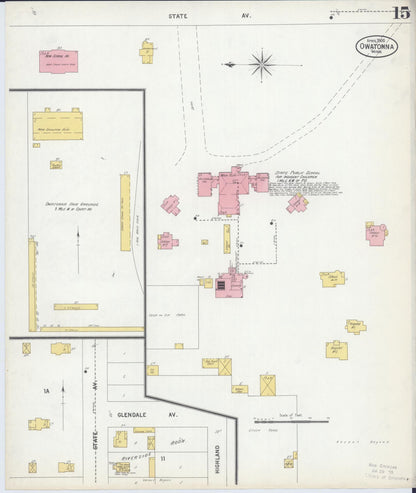 Sanborn Fire Insurance Map from Owatonna, Steele County, Minnesota (1900), Sheet #0015 - Historic Sanborn Fire Insurance Map Print, vintage old map wall art, antique decor, genealogy gift, Minnesota Minnesota map