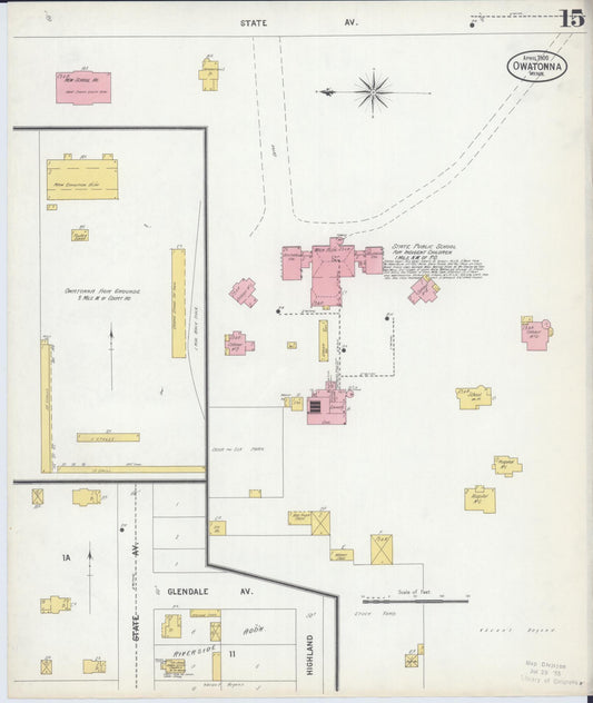Sanborn Fire Insurance Map from Owatonna, Steele County, Minnesota (1900), Sheet #0015 - Historic Sanborn Fire Insurance Map Print, vintage old map wall art, antique decor, genealogy gift, Minnesota Minnesota map