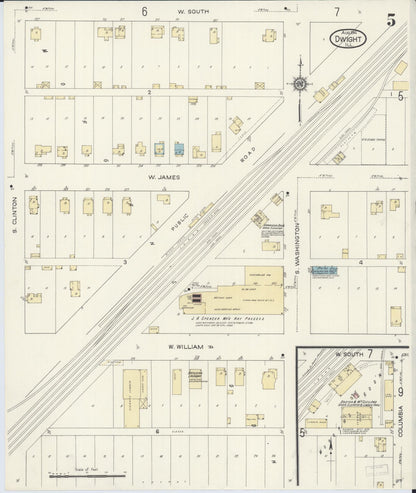 Sanborn Fire Insurance Map from Dwight, Livingston County, Illinois (1914), Sheet #0005 - Complete Map Set gallery image, historic Sanborn map, vintage wall art, Illinois Illinois