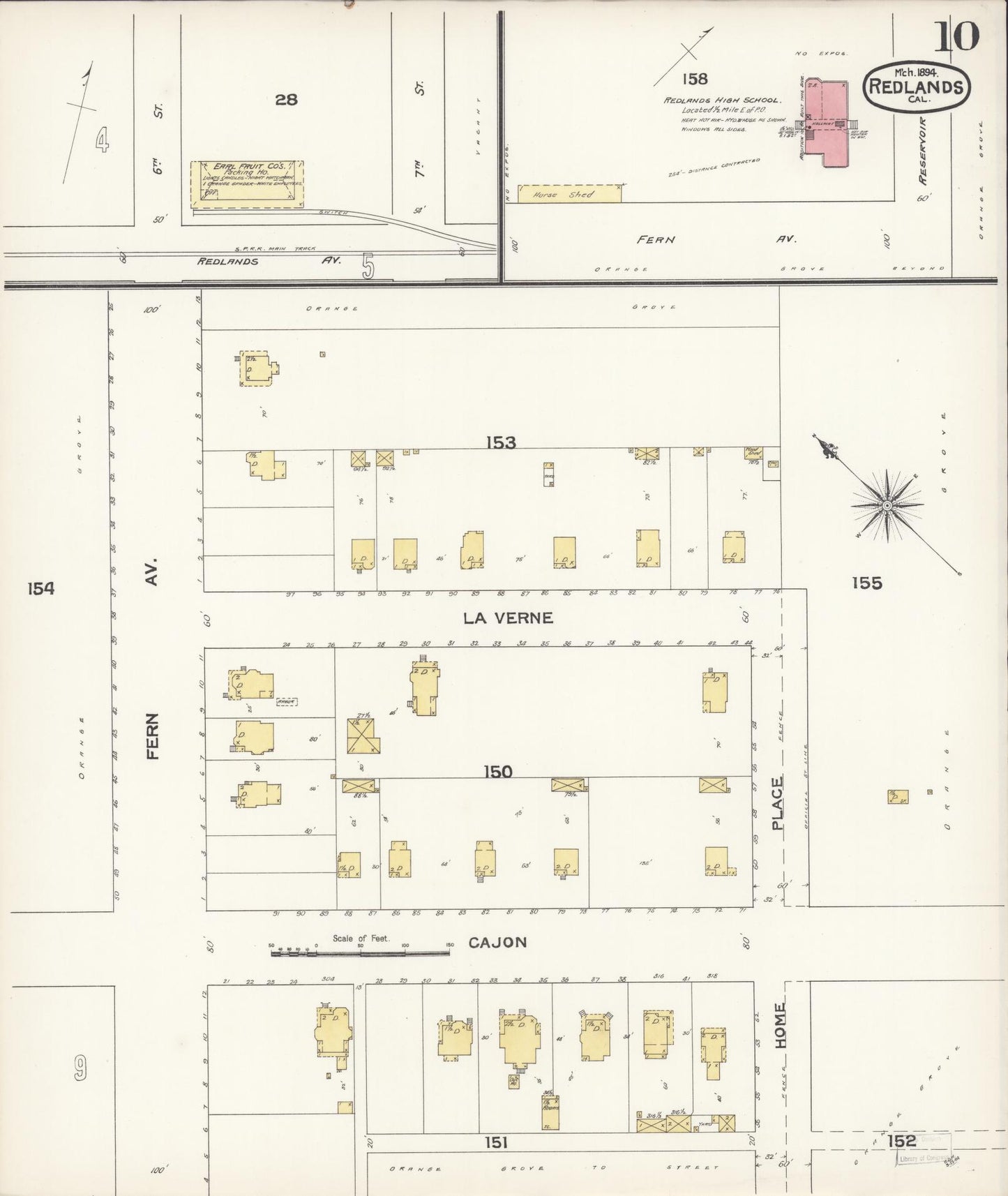 Sanborn Fire Insurance Map from Redlands, San Bernardino County, California (1894), Sheet #0010 - Complete Map Set gallery image, historic Sanborn map, vintage wall art, California California