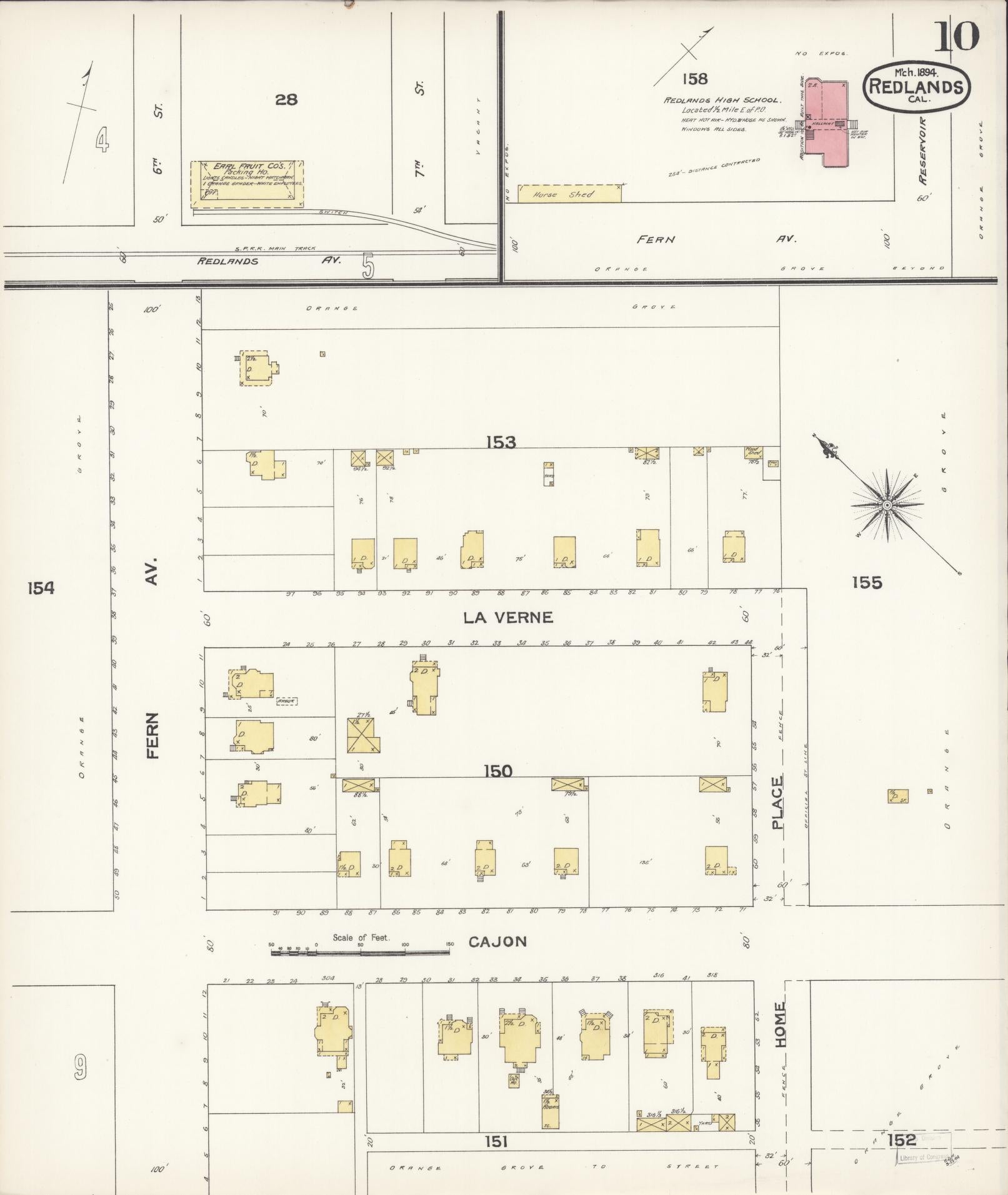 Sanborn Fire Insurance Map from Redlands, San Bernardino County, California (1894), Sheet #0010 - Complete Map Set gallery image, historic Sanborn map, vintage wall art, California California