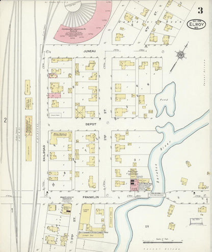 Sanborn Fire Insurance Map from Elroy, Juneau County, Wisconsin (1914), Sheet #0003 - Complete Map Set gallery image, historic Sanborn map, vintage wall art, Wisconsin Wisconsin