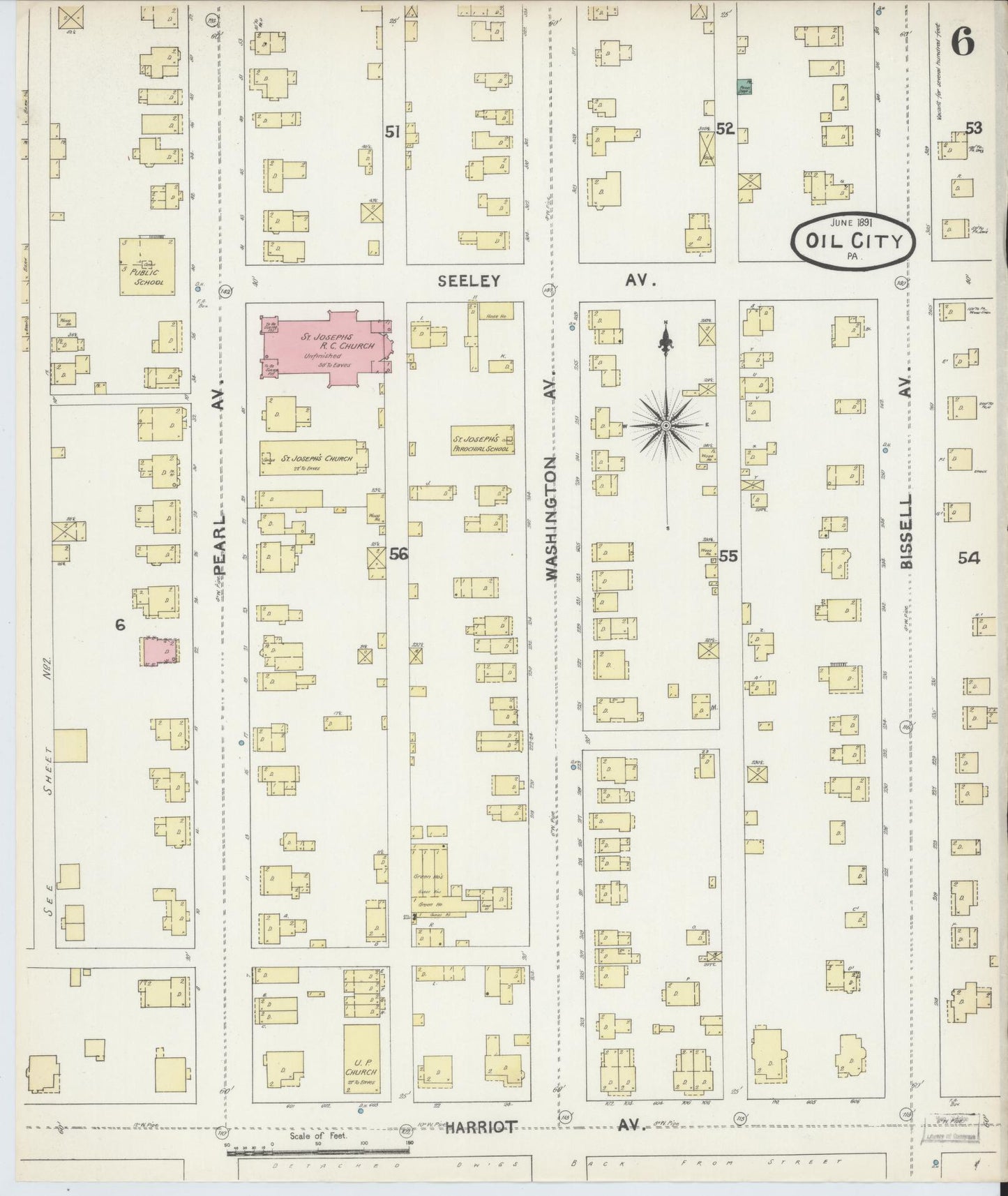 Sanborn Fire Insurance Map from Oil City, Venango County, Pennsylvania (1891), Sheet #0006 - Complete Map Set gallery image, historic Sanborn map, vintage wall art, Pennsylvania Pennsylvania