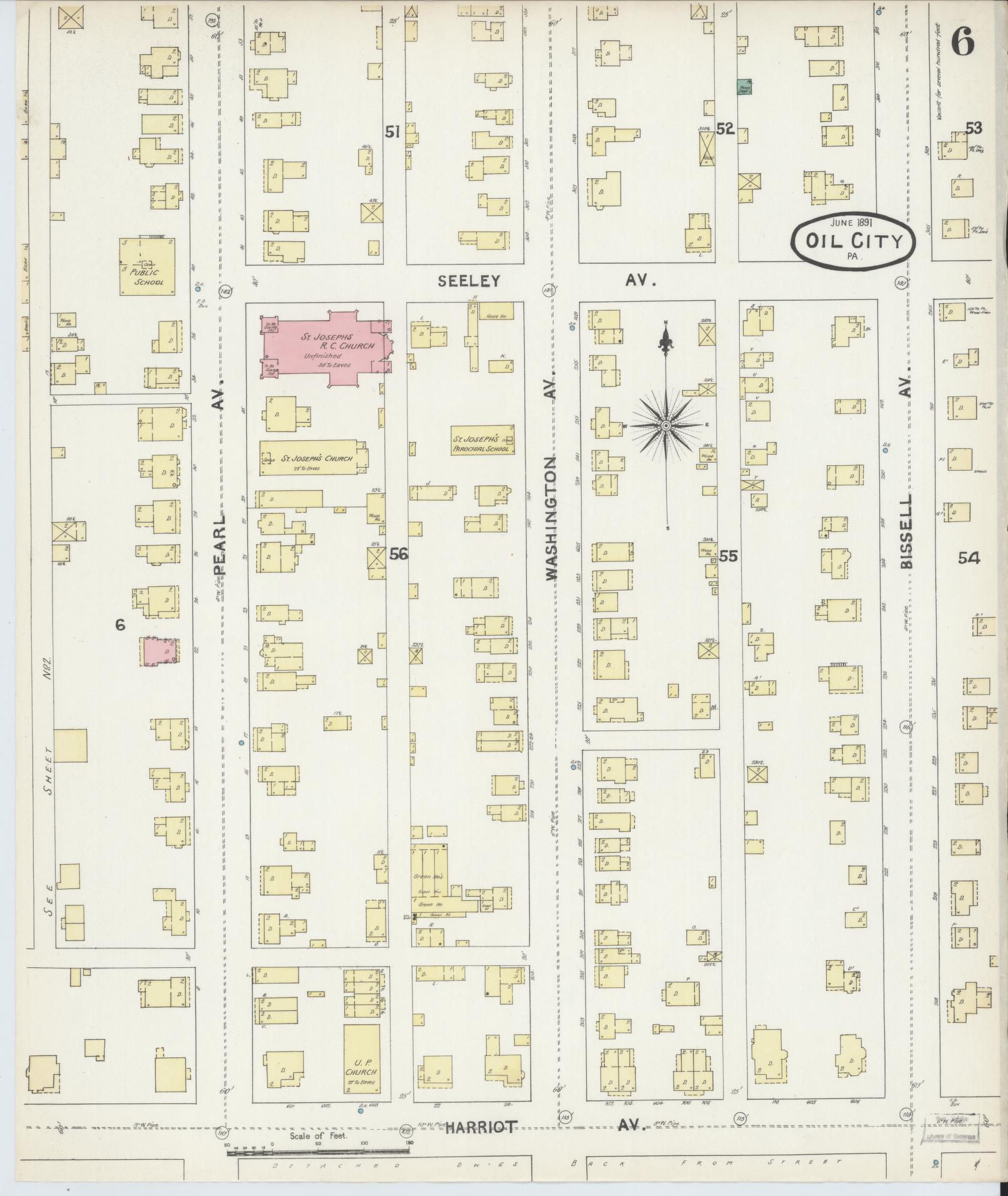 Sanborn Fire Insurance Map from Oil City, Venango County, Pennsylvania (1891), Sheet #0006 - Complete Map Set gallery image, historic Sanborn map, vintage wall art, Pennsylvania Pennsylvania